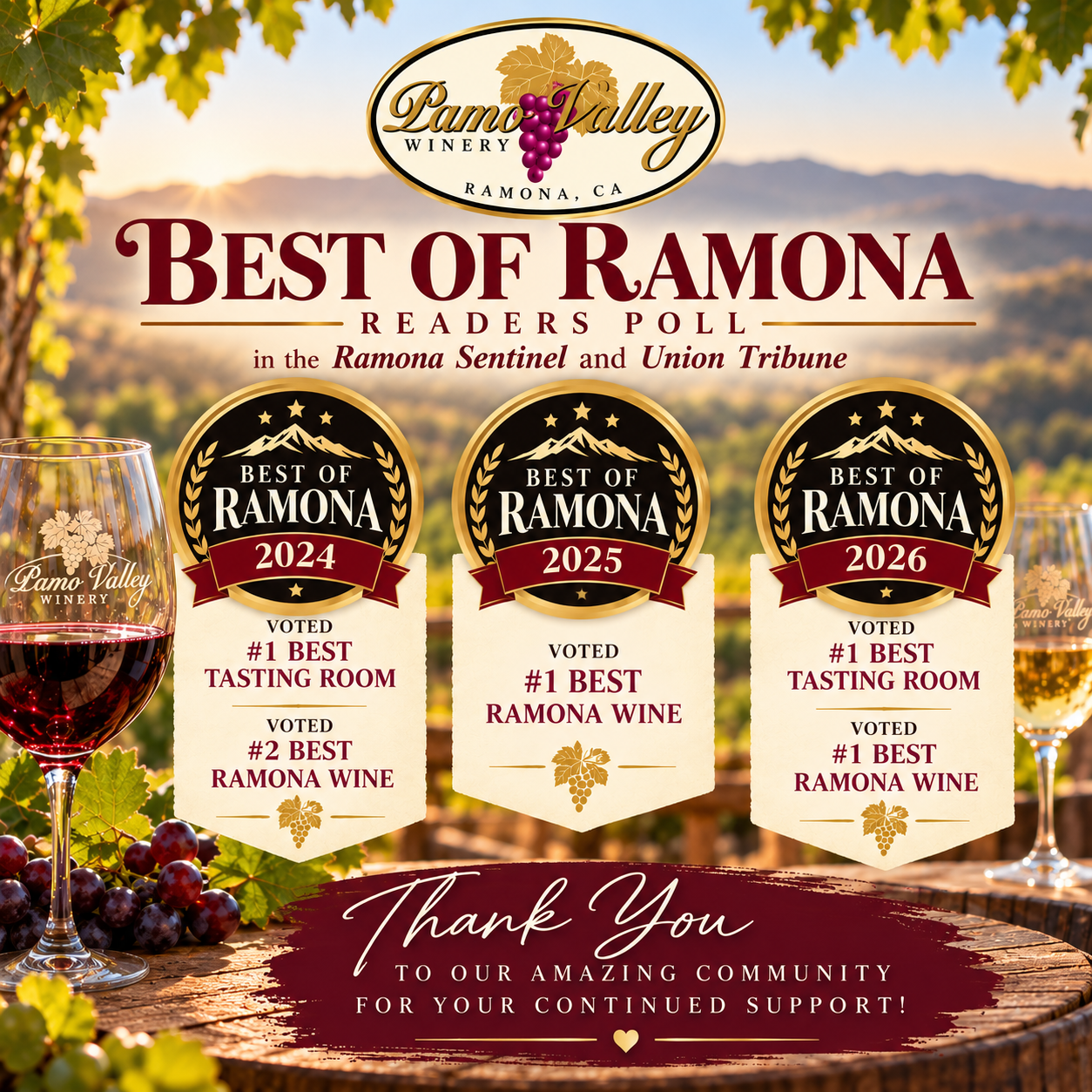 Pamo Valley Winery Awards Poster
